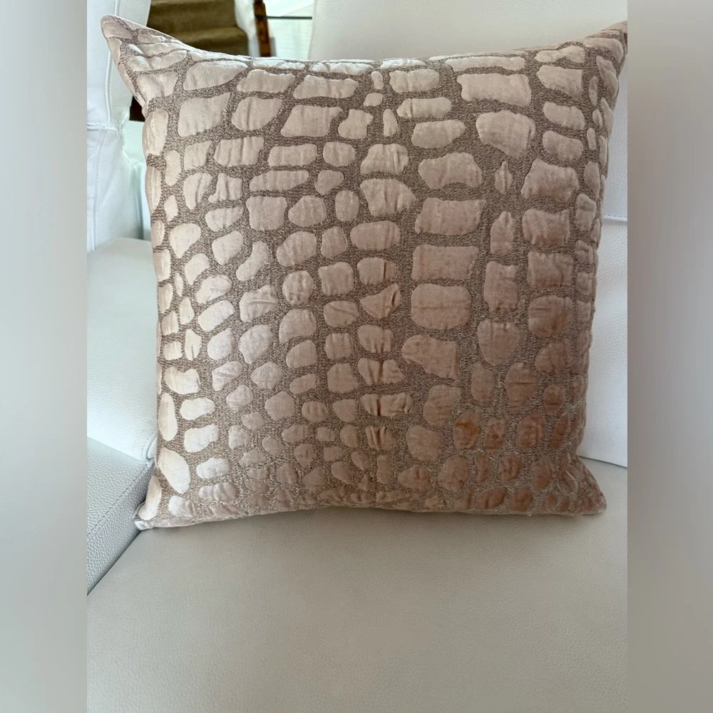 Brand new Z Gallerie 22” Blush Croc embossed throw pillow